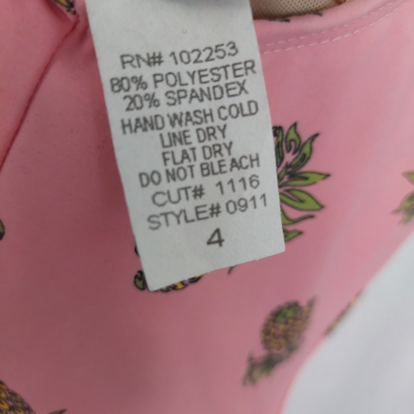 Esther WilliamsPink Pineapple Print Skirted Swimsuit. - Picture 5 of 5